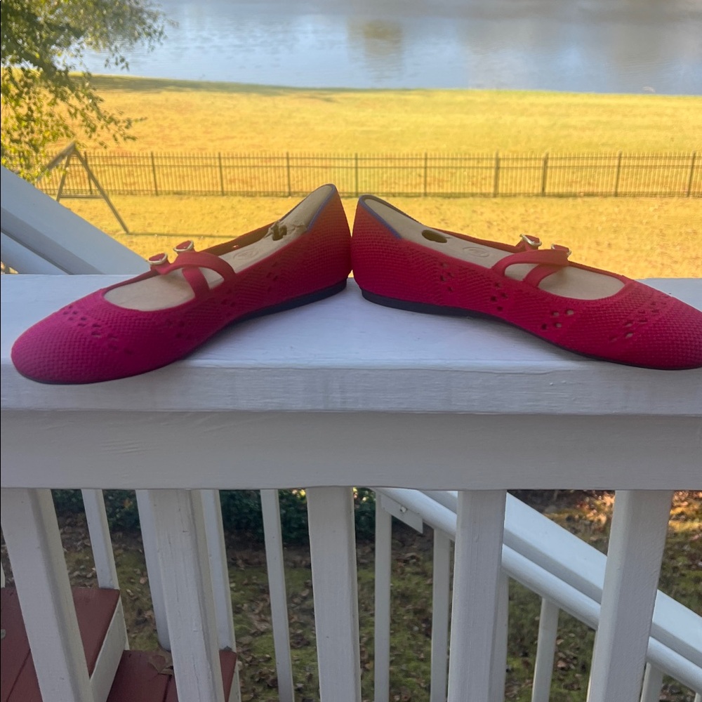 Rothys rouge crochet Double Buckle Mary Jane Women's Flats  size 8 - Picture 2 of 6